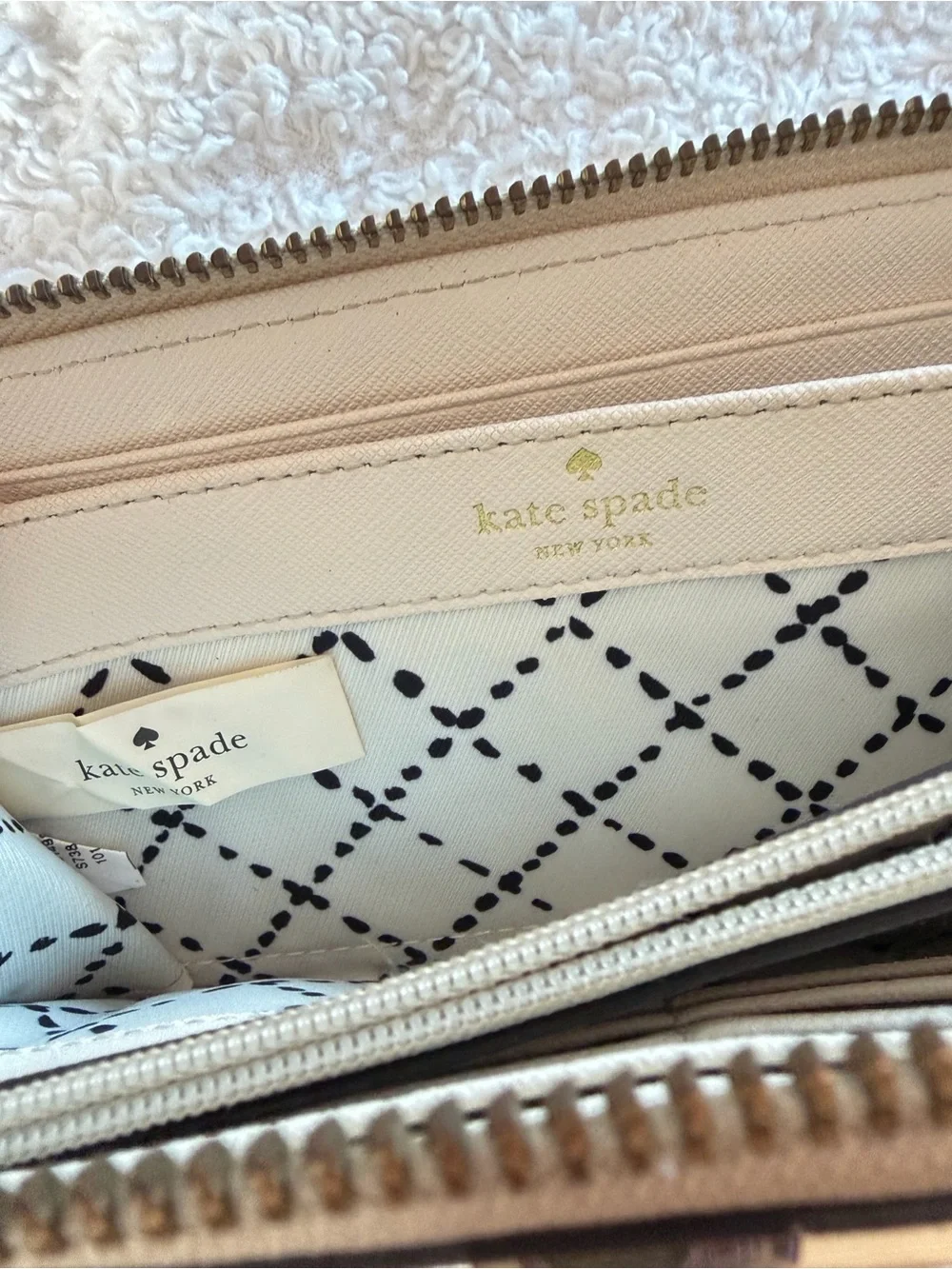 Kate Spade Cream Saffiano Zip Around Wallet